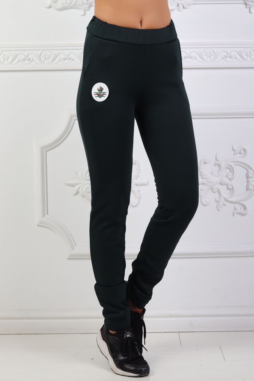 Женские теплые спортивные прогулочные штаны с начесом, высокая посадка - фото 1 - id-p8603687