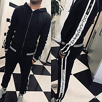 Стильный мужской спортивный костюм: штаны и кофта с оригинальными лампасами, реплика Dolce & Gabbana