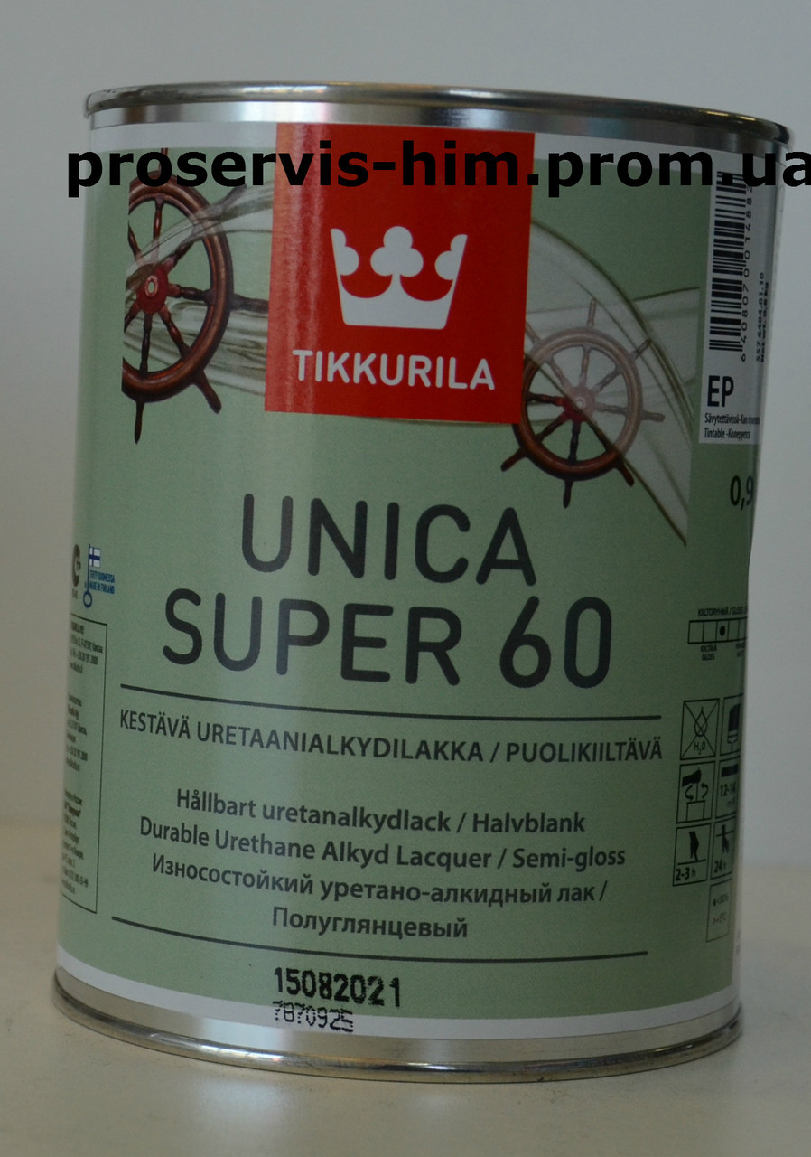 Уретано-алкидный полуглянцевый лак Уника Супер (Unica Super) 60 0,9л - фото 1 - id-p8630271