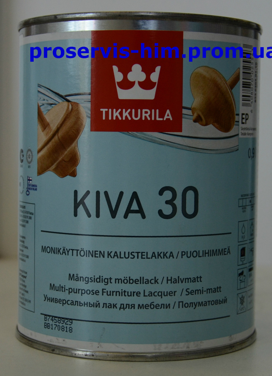 Tikkurila Kiva 30, Кива лак полуматовый 0,9л - фото 1 - id-p8630272