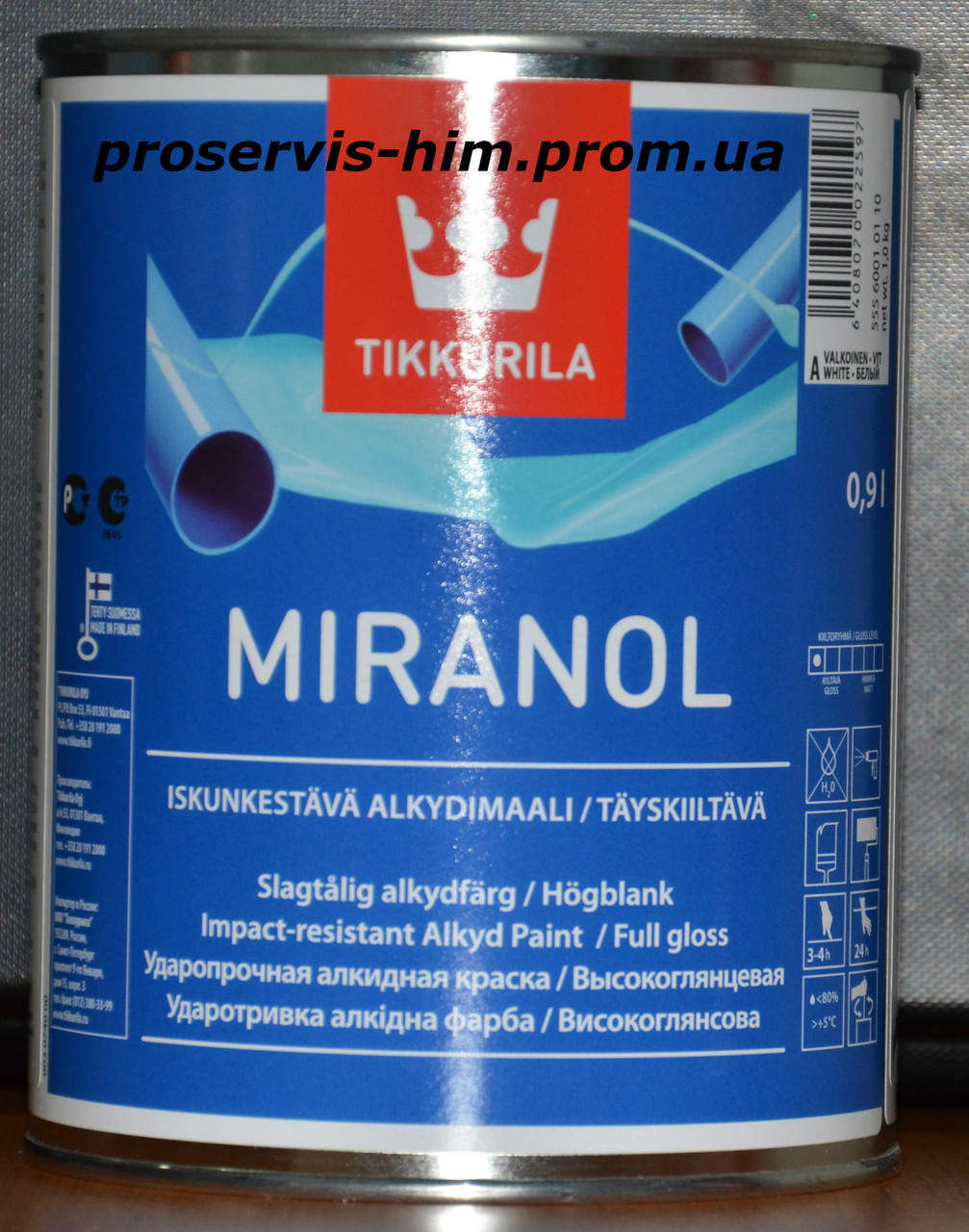 Алкидная Универсальная эмаль Миранол, Tikkurila MIRANOL 0,9л База А - фото 1 - id-p8630275