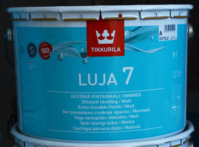 Краска для потолков белая тиккурила. Tikkurila Luja 7 матовая влагостойкая. Краска Tikkurila Luja Extra 7. Tikkurila. Краска Экстра-стойкая Luja 7 c матовая 9л. Тиккурила Луя 7.