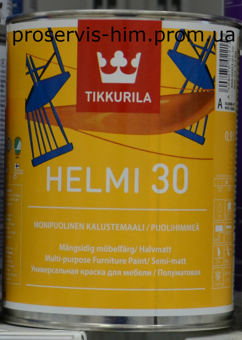 Акрилатная краска для мебели Tikkurila Helmi Хелми 30 0,9л База А - фото 1 - id-p8630361