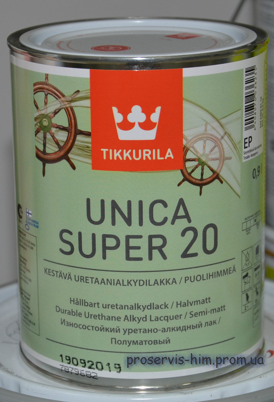 Уретановый полуматовый лак Уника Супер (TIKKURILA Unica Super) 20 0,9л - фото 1 - id-p8630441