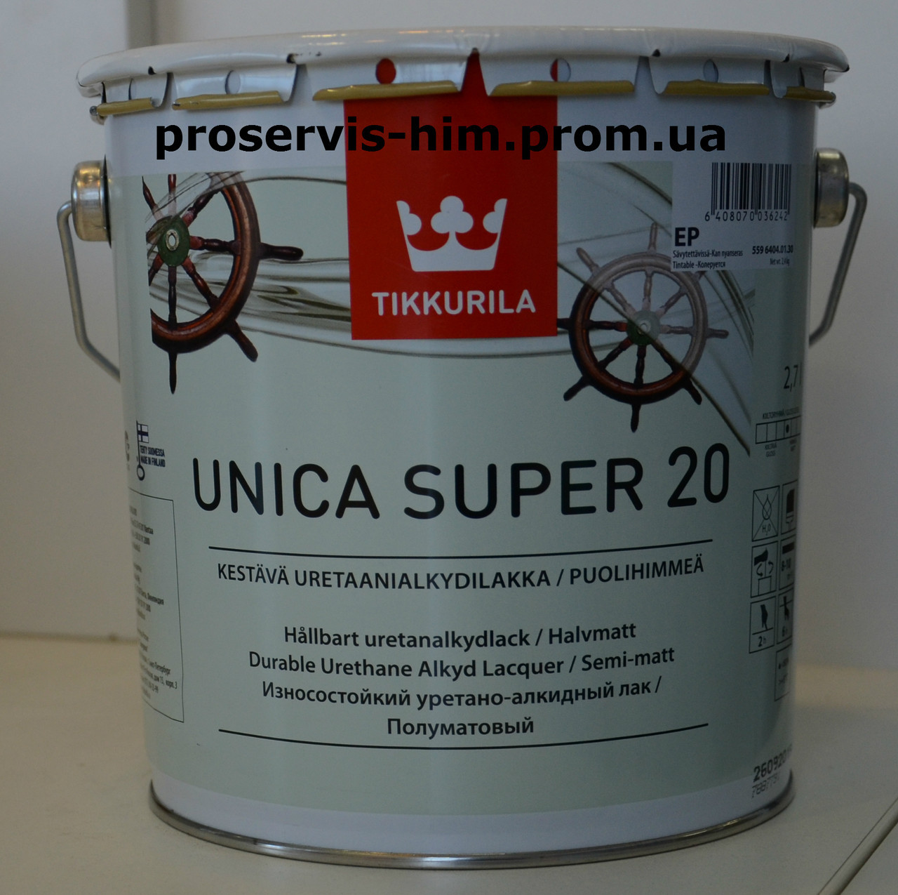Уретано-алкидный полуматовый лак Уника Супер (Unica Super) 20 2,7л - фото 1 - id-p8630443
