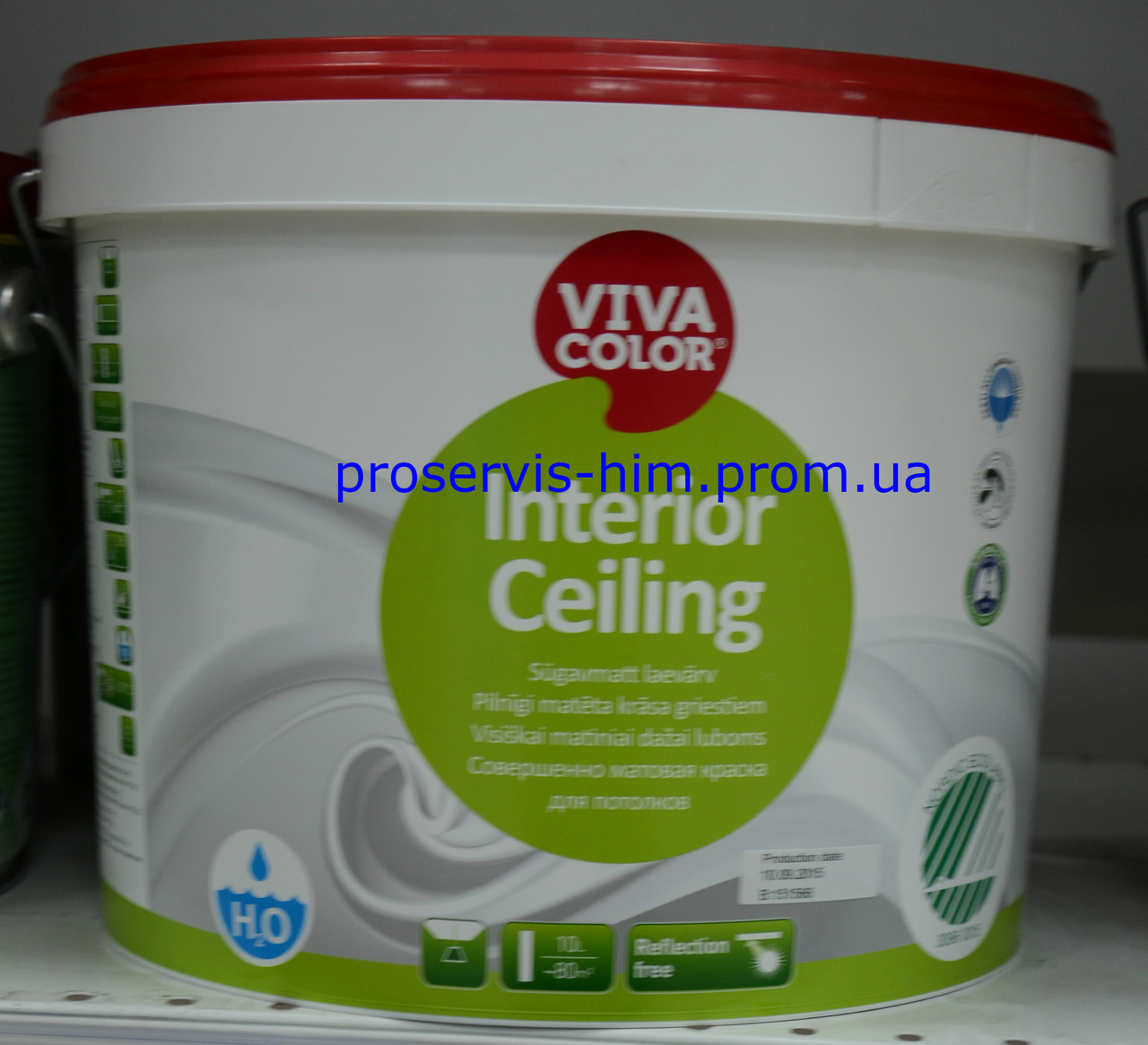 Viva Color Interior Ceiling глубоко матовая краска 9л Интериор Сеилинг - фото 1 - id-p8630605