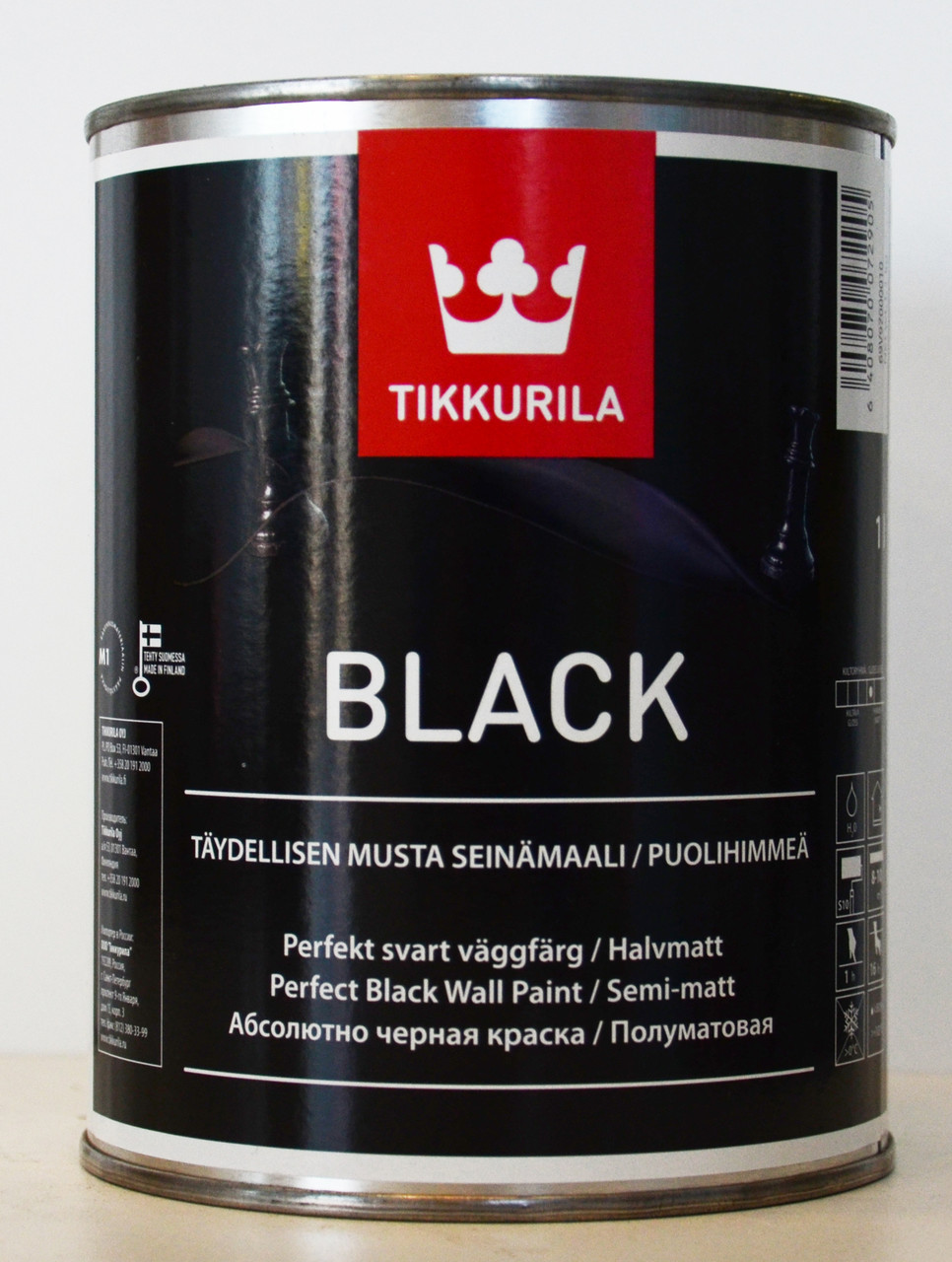 Тиккурила абсолютно чёрная полуматовая краска Блэк (Tikkurila Black) 1л - фото 1 - id-p8630703