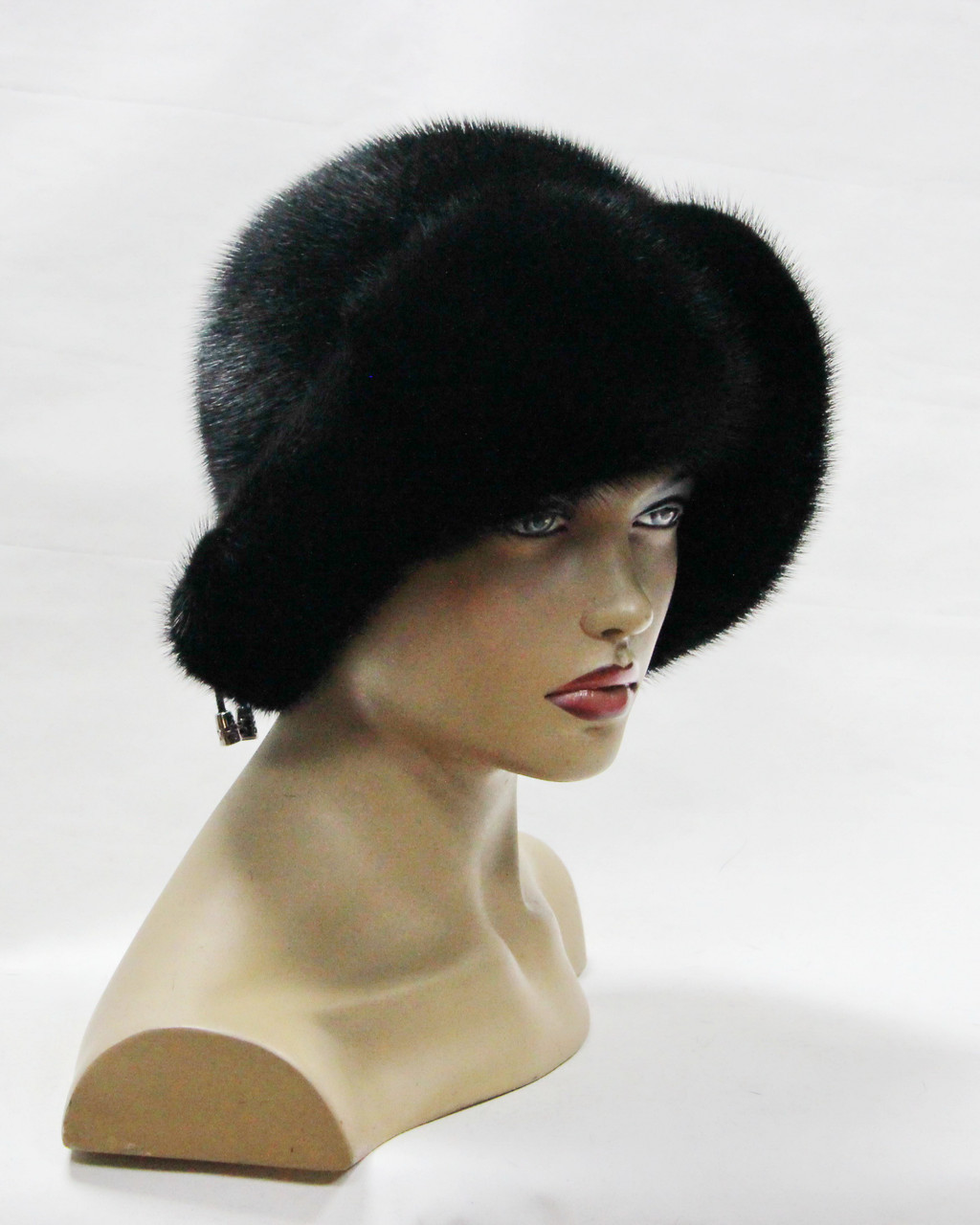 Норковая шляпа женская "Дина" (черная) - фото 1 - id-p8141357