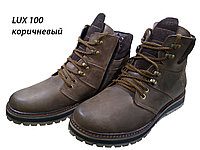 Ботинки мужские зимние натуральная кожа коричневые на шнуровке имолнии (100 кор) 40