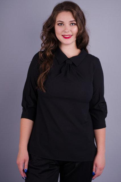 Кортни. Женская блуза на каждый день plus size. Черный. - фото 1 - id-p8533775