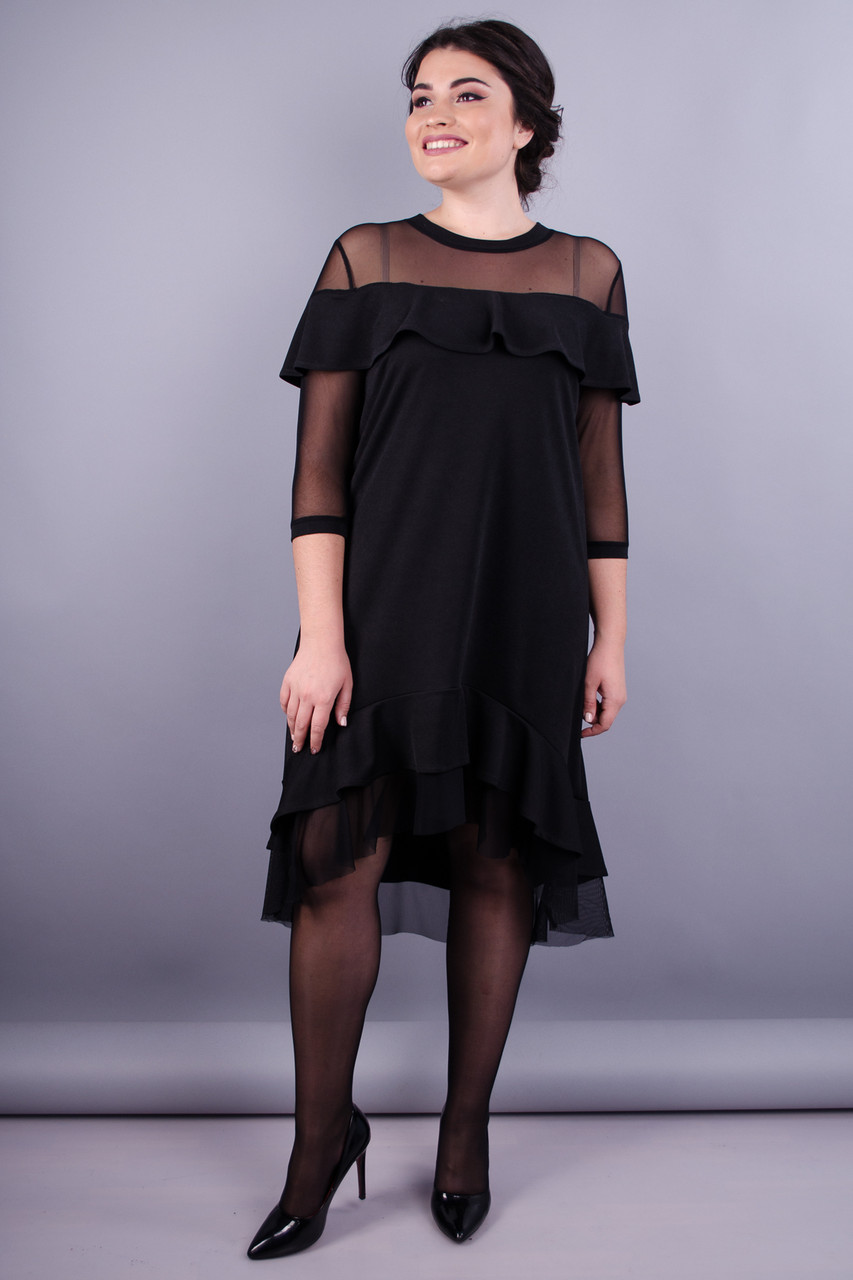 Лика. Стильное платье супер сайз для женщин. Черный. - фото 1 - id-p8533515