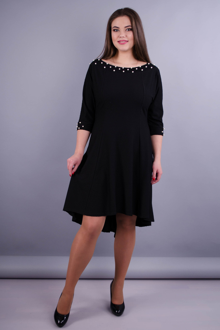 Лейла. Женское праздничное платье больших размеров. Черный. - фото 1 - id-p8533543
