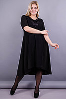Лазурь. Элегантное женское платье больших размеров. Черный.