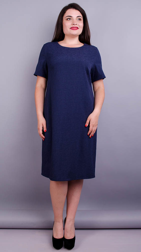 Вирта креп. Женское повседневное платье больших размеров. Синий. - фото 1 - id-p8533651