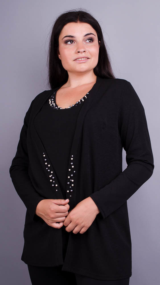 Дона. Жакет+блуза для женщин больших размеров. Черный. - фото 1 - id-p8533703