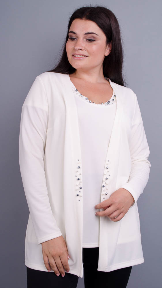 Дона. Жакет+блуза для женщин больших размеров. Молоко. - фото 1 - id-p8533997