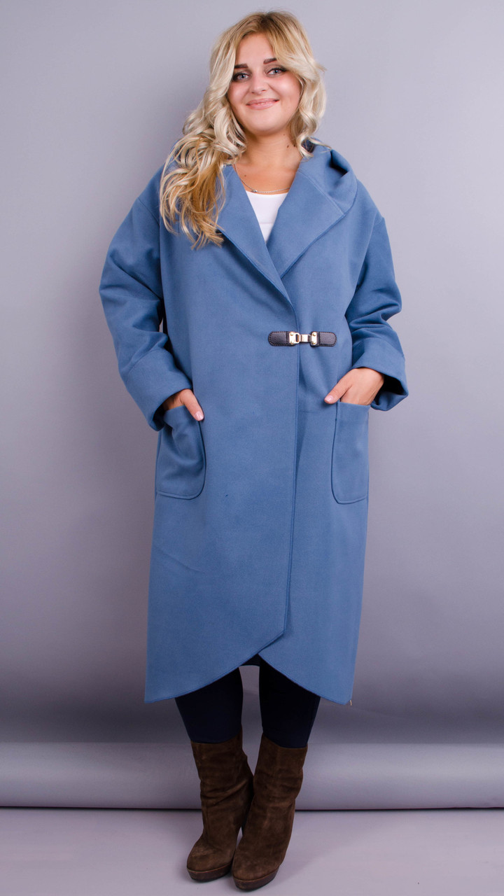 Сарена. Женское пальто-кардиган больших размеров. Джинс. - фото 1 - id-p8729370