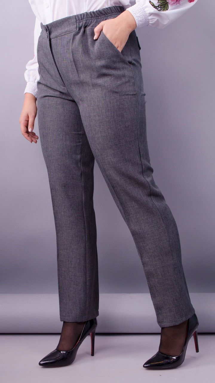 Элия. Женские батальне брюки в классическом стиле. Серый. - фото 1 - id-p8729521