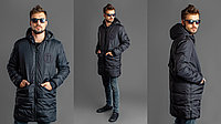 Теплое мужское зимнее куртка пальто на крупной молнии утепленное синтепоном и овчиной
