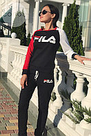 Стильный женский спортивный костюм: штаны и кофта с брендовой надписью, норма и батал