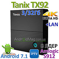 Smart TV mediabox Tanix TX92 Amlogic S912 8 ядер 3G/32G Android 7.. DDR4