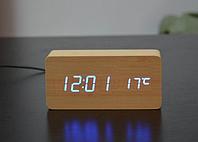 Деревянные часы LED Wooden Clock 1299 blue
