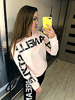 Молодежная женская спортивная трикотажная кофта батник (свитшот с надписью)