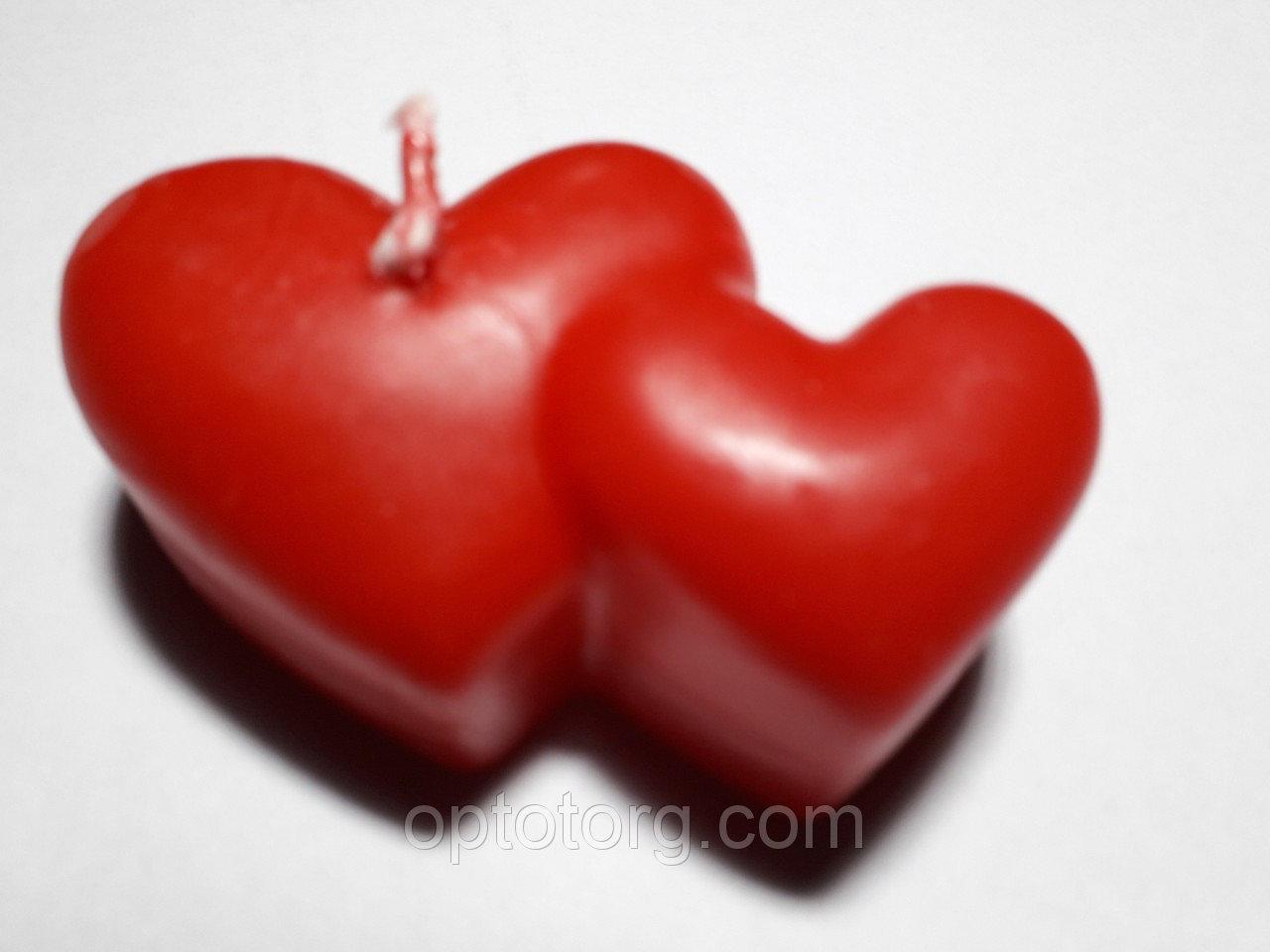 Свечи ко Дню Святого Валентина двойное сердце - фото 1 - id-p8789523