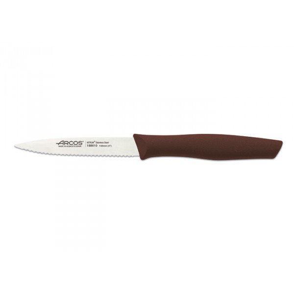 Нож для чистки Arcos Nova 10 см зубчатый коричневый 188618 - фото 1 - id-p8306680