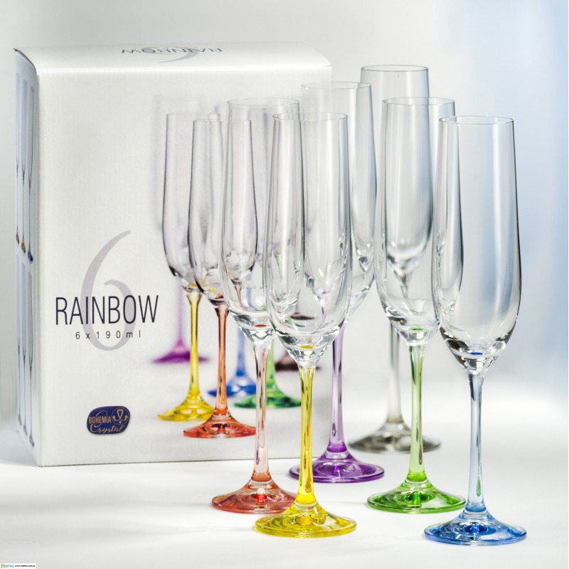 Набор бокалов для шампанского Bohemia Rainbow 190 мл 6 пр b40729-D4641 - фото 1 - id-p8651680