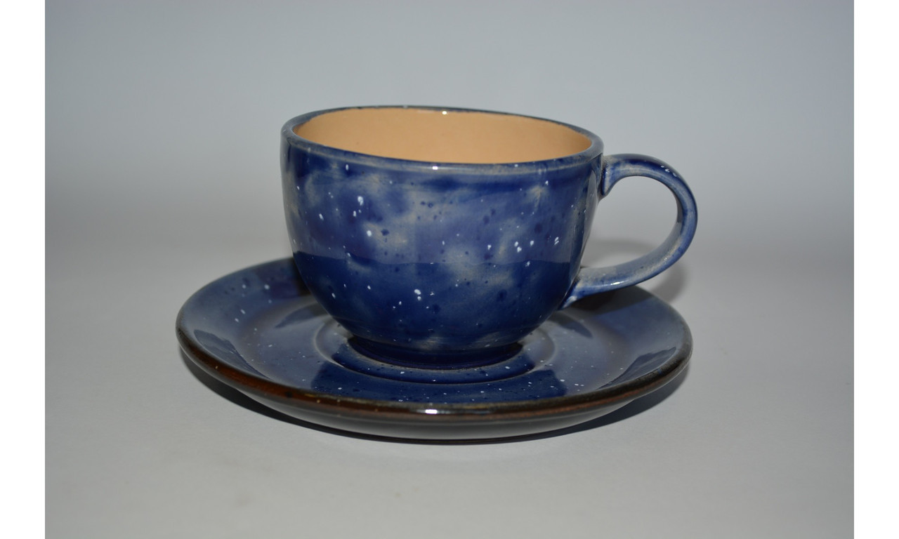 Чашка с блюдцем 350 мл синяя C-11202 - фото 1 - id-p5563193