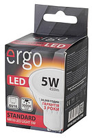Светодиодная лампа ERGO, 5W, 3000K, тёплого свечения, MR16, цоколь - GU10, 3 года гарантии!!!
