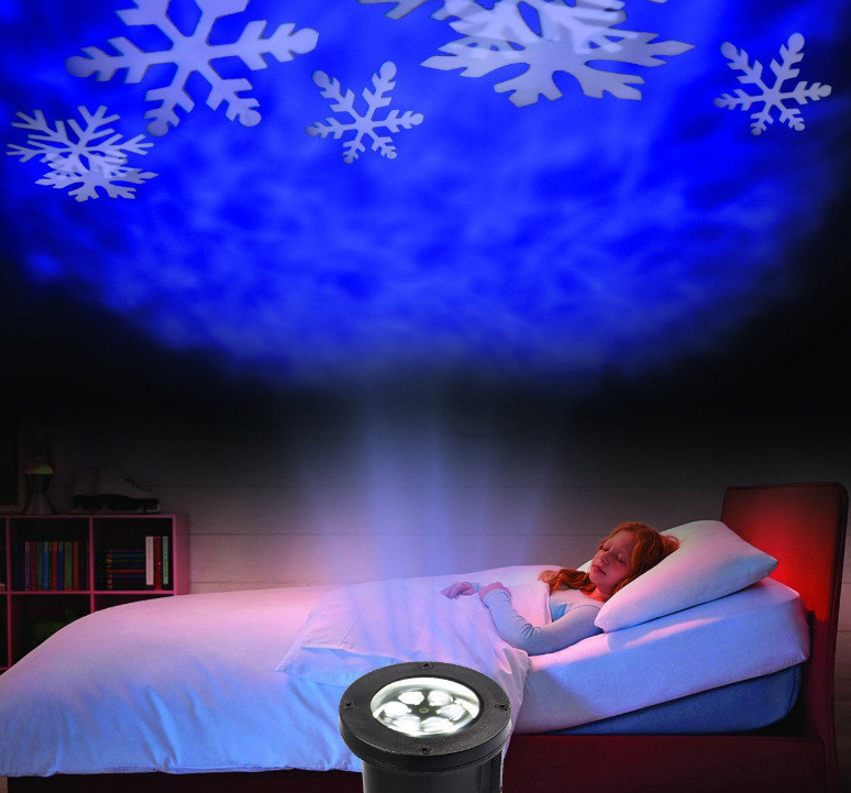 Светодиодный лазерный уличный проектор Ecolend 37-2 синие снежинки IP44 4W - фото 1 - id-p8352682