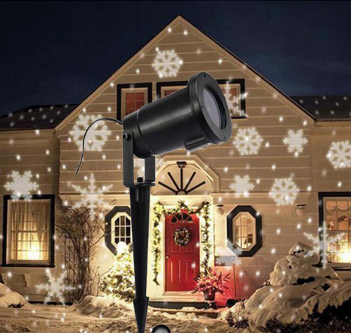 Светодиодный лазерный уличный проектор ECOLEND 37 1 белые снежинки IP65 4W - фото 1 - id-p8352690