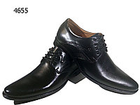 Туфли мужские классические натуральная кожа черные на шнуровке (4655)