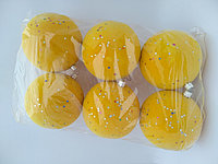 Новогодние игрушки шар бархатный 8 см желтый 6 штук