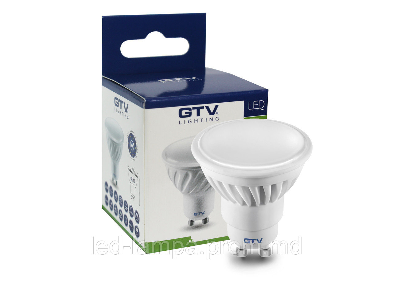 Светодиодная LED лампа GTV, 10W, GU10, MR16, 3000К, керамика. - фото 1 - id-p8307246