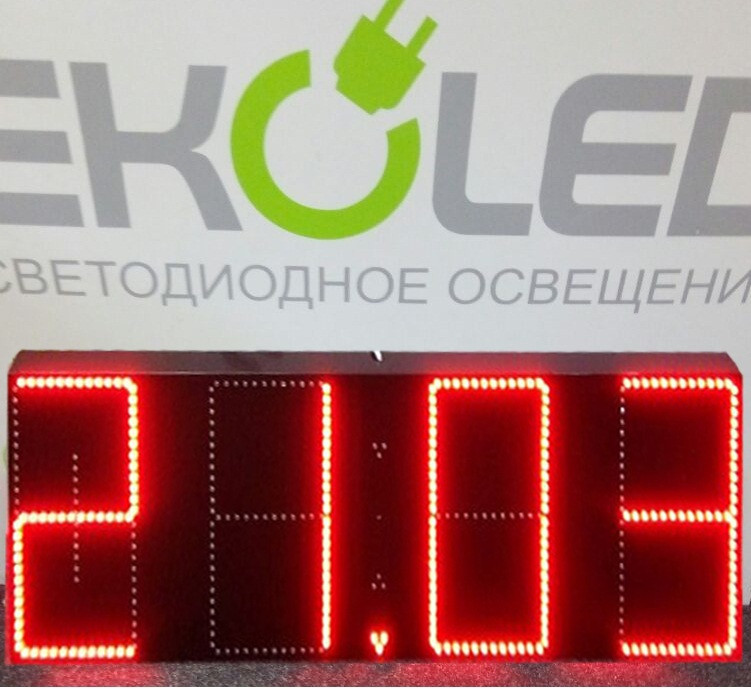 Светодиодные часы (дата, время, температура) 300*900мм красная индикация - фото 1 - id-p8352823