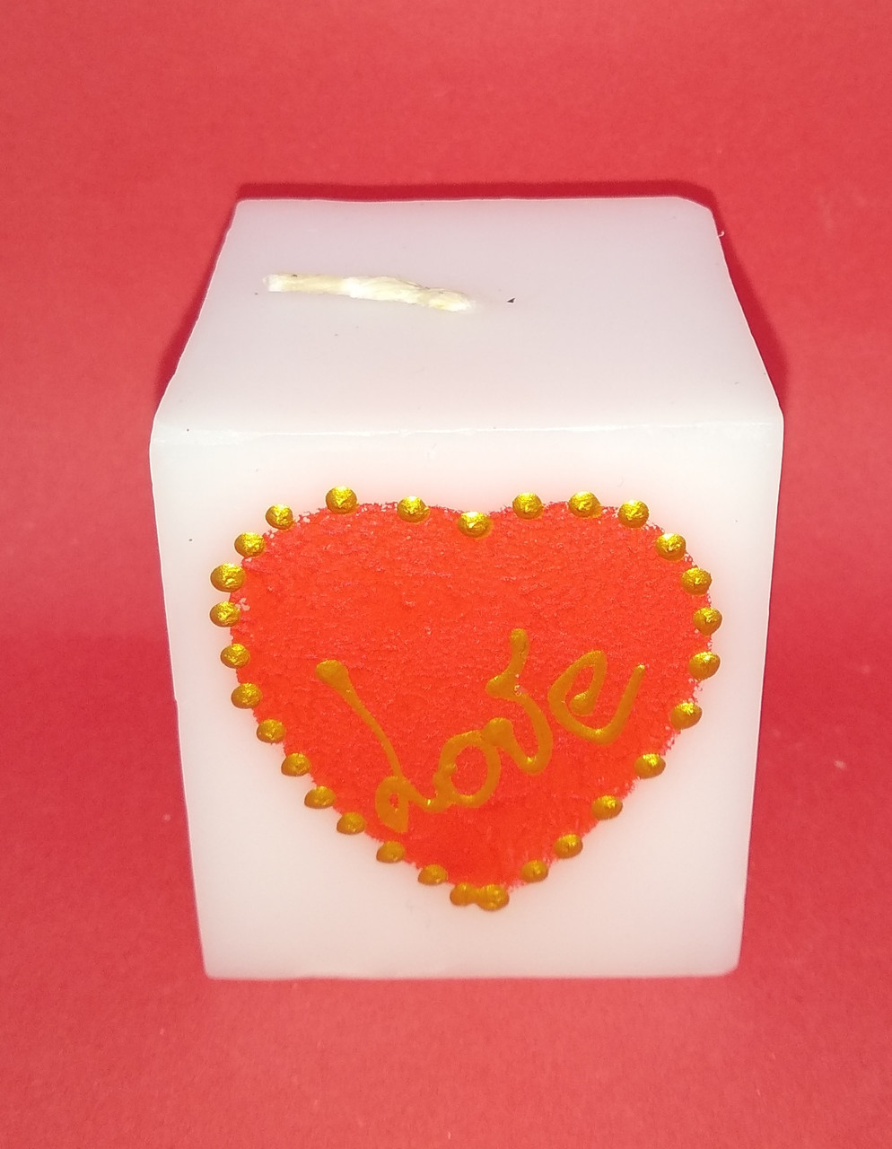 Свечи ко Дню Святого Валентина куб+сердце 5*6*5 - фото 1 - id-p5754084