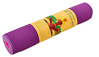 Коврик для йоги и фитнеса Yoga mat 2-х слойный TPE+TC 6mm FI-3046-10 ( 1.83*0.61*6mm) фиолетовый-розовый