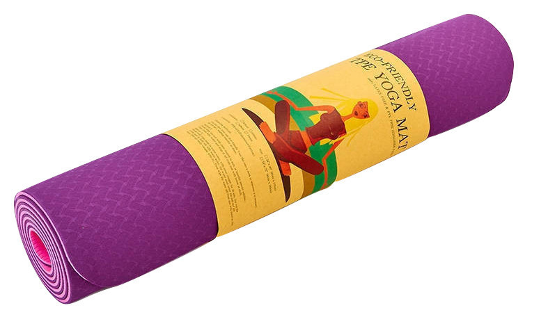 Коврик для йоги и фитнеса Yoga mat 2-х слойный TPE+TC 6mm FI-3046-10 ( 1.83*0.61*6mm) фиолетовый-розовый - фото 1 - id-p5085054