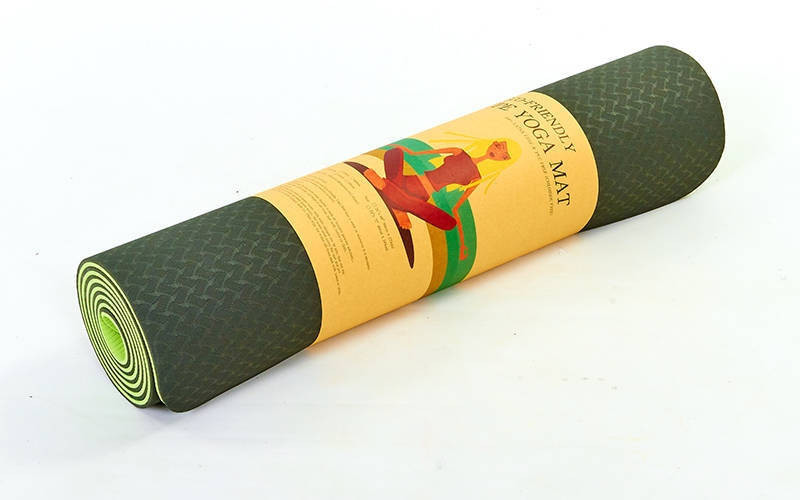Коврик для йоги и фитнеса Yoga mat 2-х слойный TPE+TC 6mm FI-3046-8 ( 1.83*0.61*6mm) зеленый-салатовый - фото 1 - id-p5085260