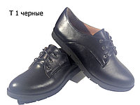 Туфли женские комфорт натуральная кожа черные на шнуровке (Т 1 чк)