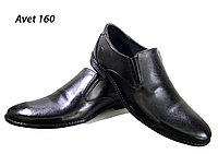 Туфли мужские классические натуральная кожа черные на резинке (160)