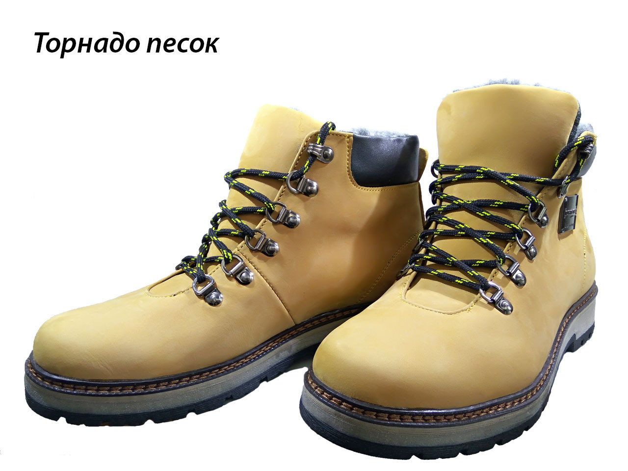 Ботинки мужские зимние натуральный нубук желтые (Торнадо) - фото 1 - id-p8678291