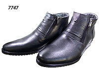 Ботинки мужские зимние натуральная кожа черные на молнии (7747) 44