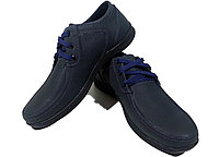 Туфли мужские натуральная кожа синие на шнуровке (Т14с)