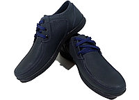 Туфли мужские натуральная кожа синие на шнуровке (Т14с) 40 Синий