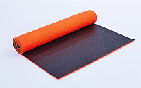Двухслойный коврик для фитнеса и йоги Yoga Mat. 2-х слойный 6mm ( 1.73*0.61*6mm) оранжевый-черный