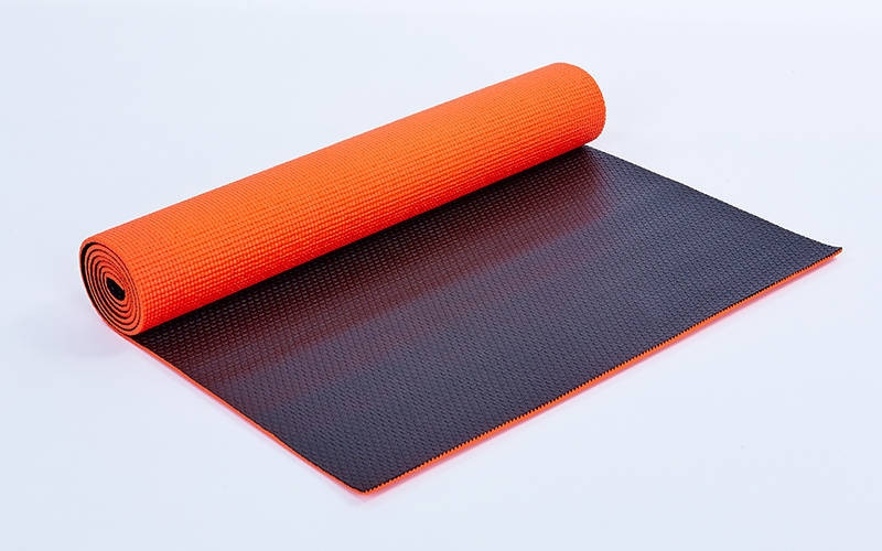 Двухслойный коврик для фитнеса и йоги Yoga Mat. 2-х слойный 6mm ( 1.73*0.61*6mm) оранжевый-черный - фото 1 - id-p5224383